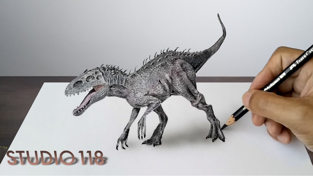 I Drew Jurassic World Indominas Rex Drawing Studio 118 Youtube