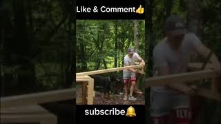 Building a Raised Wooden Forest House Solo 🪵 | Primitive Bushcraft ASMR Satisfying