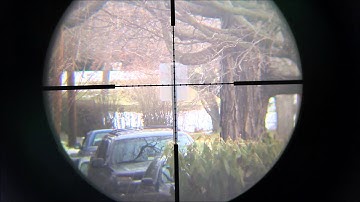 Leapers UTG 3-9x32 CQB Bug Buster Rifle Scope showing parallax