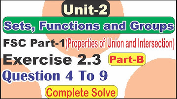 Fsc Part 1 Chapter 2 Sets, Functions and Groups Exercise 2.3 Questions 4 To 9 Complete Exercise