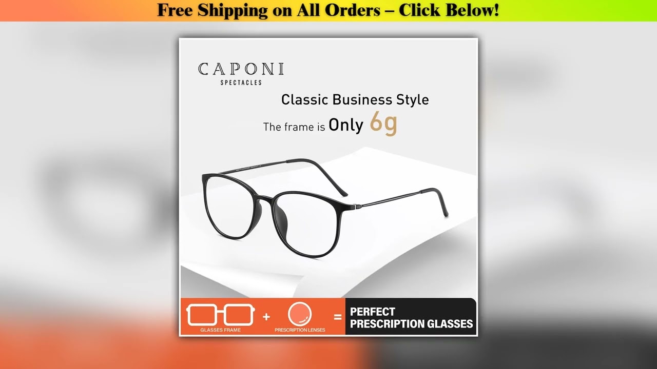 CAPONI Prescription Men Glasses TR-90 Titanium Light  Myopia Glasses Progressive Anti Blue Ray