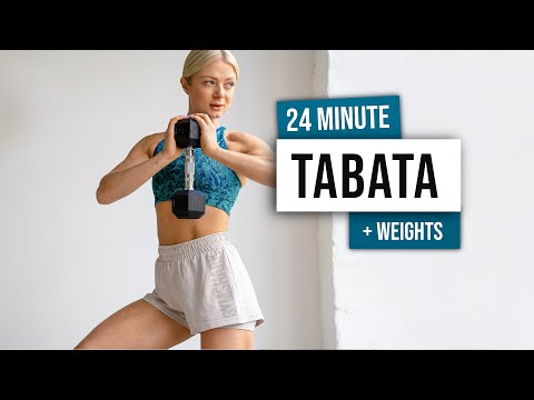 24 MIN FULL BODY KILLER TABATA Workout with weights - No Repeat, Home Workout with TABATA SONGS