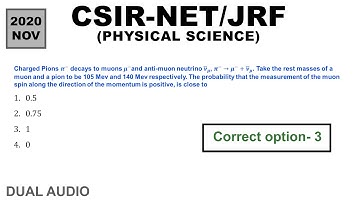 Nov-2020 CSIR-NET (Physical science) Particle Physics question | In English