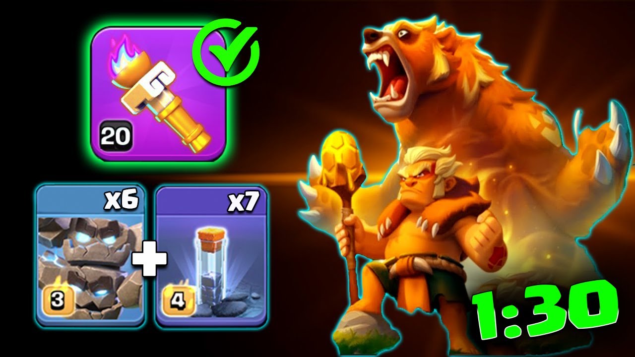 Heroic Torch With Meteor Golem + Totem Spell Spam Attack Strategy | Best Th18 Meteor Golem Attack