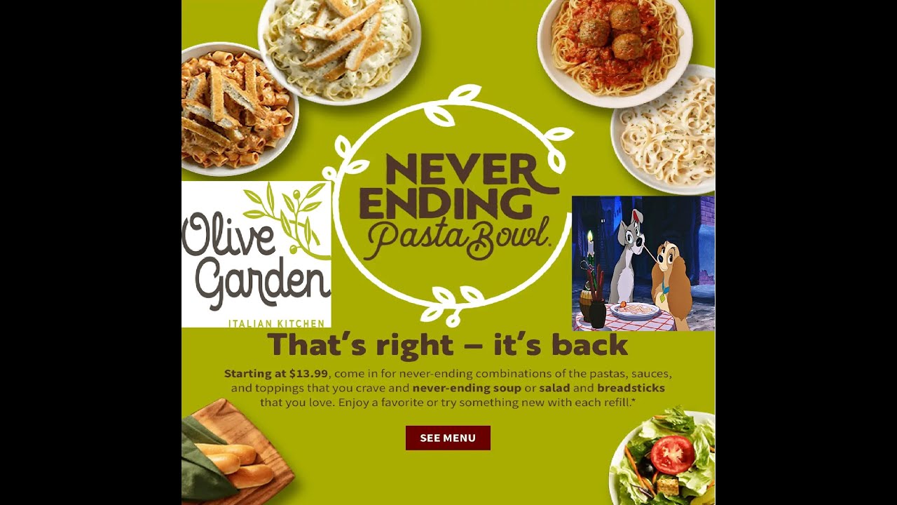 🍝OLIVE GARDEN NEVER ENDING PASTA BOWL IS BACK! - YouTube