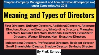 Meaning and Types of Directors in Company Law under Companies Act, 2013 | in Hindi Meaning and Types of Directors in Company Law under Companies Act, 2013 | in Hindi
