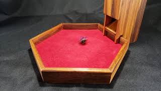 Tigerwood Hexagon Tabletop Dice Tray with matching Dice Tower