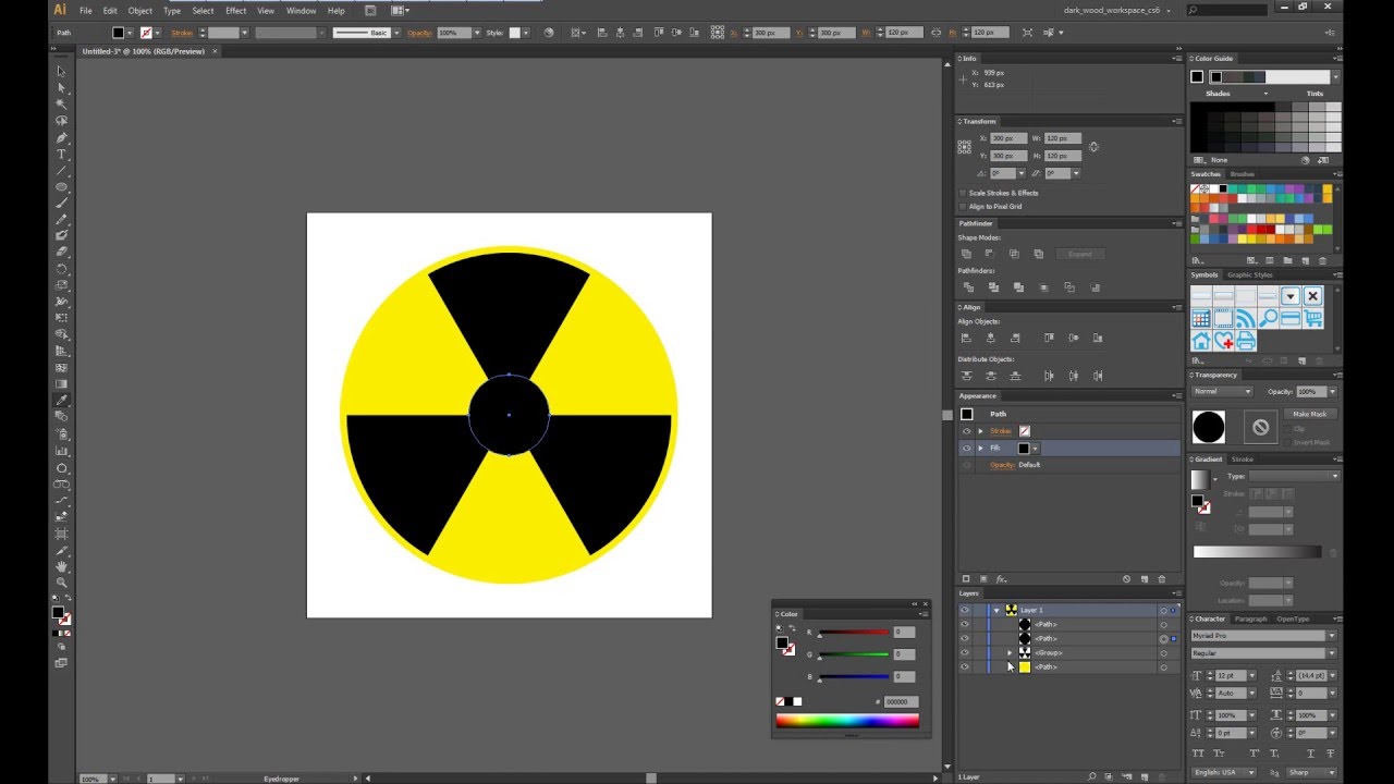 Create radiation symbol in Illustrator - YouTube