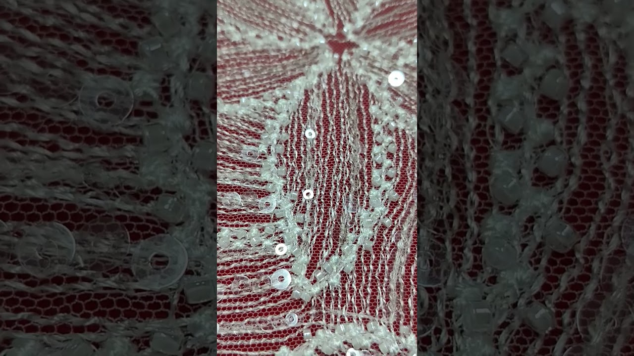 1 Yard Off White Beaded Embroidered Bridal Lace Fabric for Wedding Dresses | JZQ005