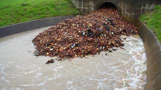 Culvert Unclogging with Incredible Water Release & Trash Cleanup Culvert Unclogging with Incredible Water Release & Trash Cleanup