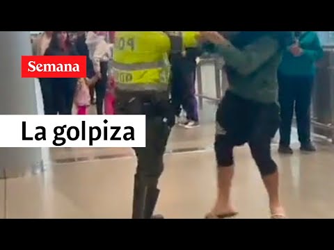Así arrancó la golpiza de un canadiense contra un patrullero en El Dorado | Semana noticias
