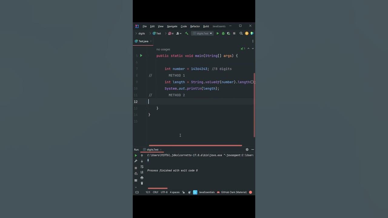 Find length of integer in java java basics shortsvideo shortsfeed