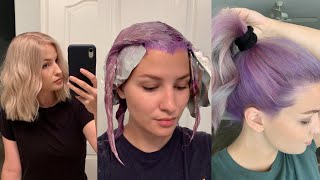 Coloring My Blonde Hair Purple! (with pink...and blue!)