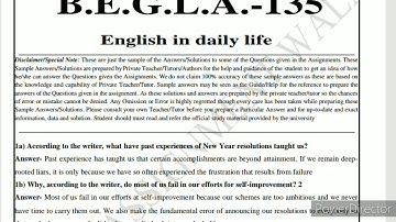 BEGLA 135 Solved Assignment 2020 | BEGLA 135 English in daily Life Solved Assignment| BAG Ignou