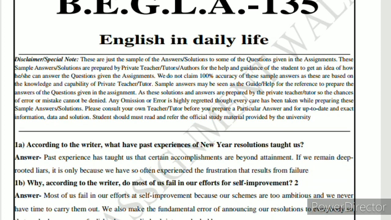 ignou assignment english in daily life