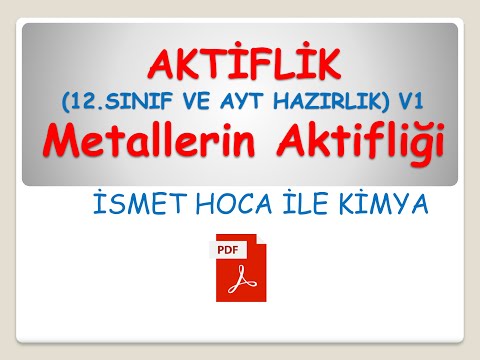 Aktiflik 12. sınıf ve AYT hazırlık V1 metallerin yükseltgenme potansiyeli, elektron verme istekleri