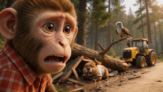 Monkey NaNa Uses a Bulldozer to Rescue a Beaver and Rebuild a Home🐒🚜🦫