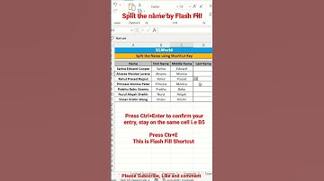 Split the name using Flash Fill |#Excel Tips and Tricks|#Flash Fill
