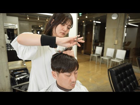 ASMR💈Perfect haircut and facial shave by a female barber who specializes in trendy styles