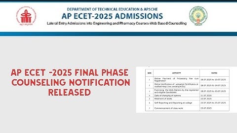 AP ECET 2025 Final phase counseling notification Released 