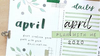 PLAN WITH ME | April 2020 | Bullet Journal Setup - Green Leaves