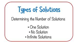 Types of Solutions one, no, infinite