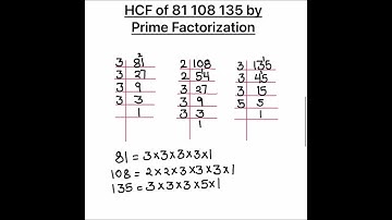 How to find The HCF of three numbers / HCF of 81 108 & 135 / HCF by Prime Factorization  / Find HCF