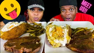 | STEAK AND POTATOES SOUL FOOD MUKBANG | HOW FAR WOULD YOU GO TO WIN AN ARGUEMENT | MEET AND GREET