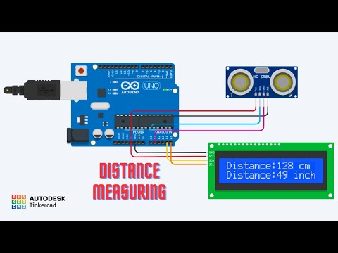 Ultrasonic distance measurement in Tinkercad | Arduino project