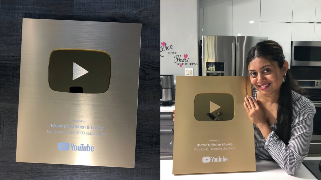 Youtube Gold Play Button Unboxing for 1 Million Subscribers Bhavna