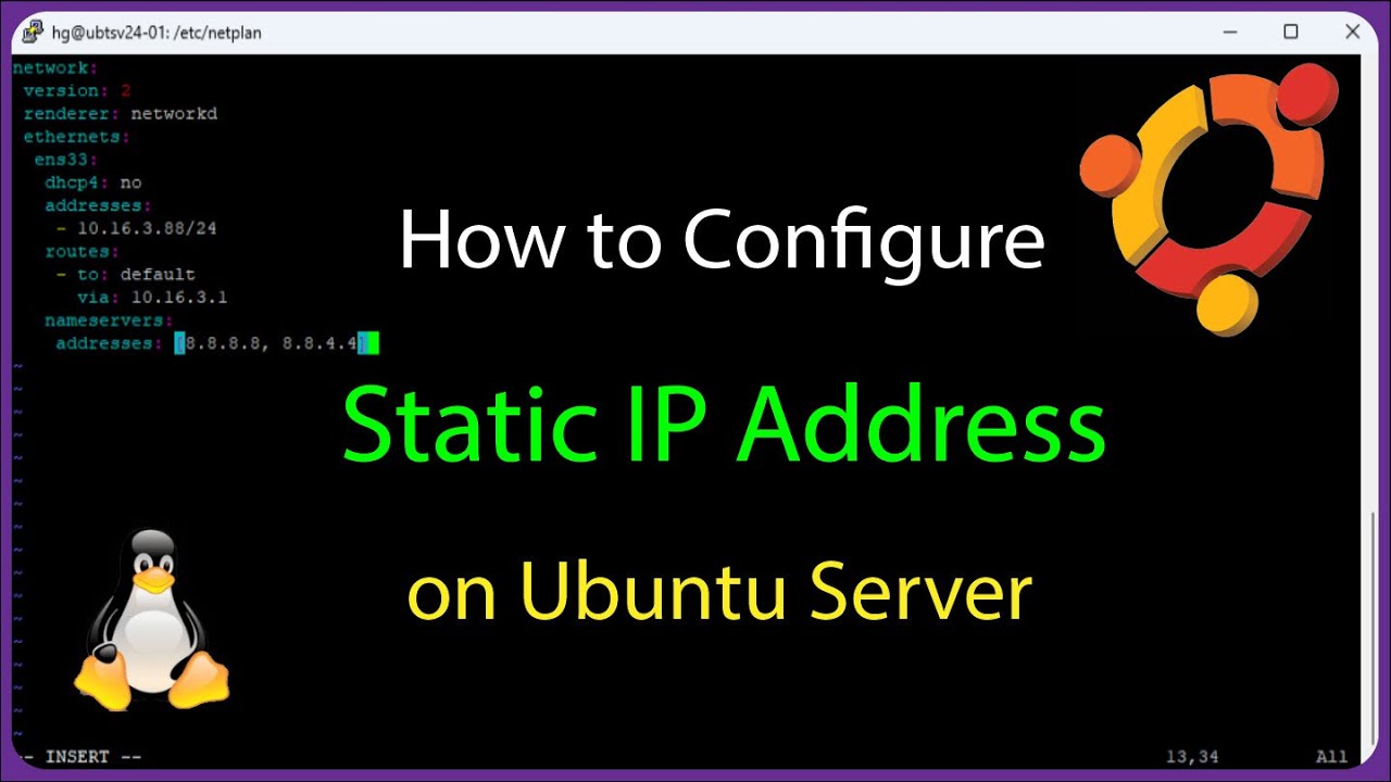 How to Configure Static IP Address on Ubuntu Server - YouTube