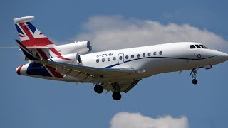 British Royal Flights. Departure and Arrival. Duchess of Edinburgh. Falcon G-ZAHS. 10 and 12 July 25