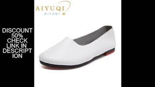 AIYUQI Women Flats Shoes Genuine Leather Ladies Shoes Large Size 41 42 43 Casual Lightweight non-sli