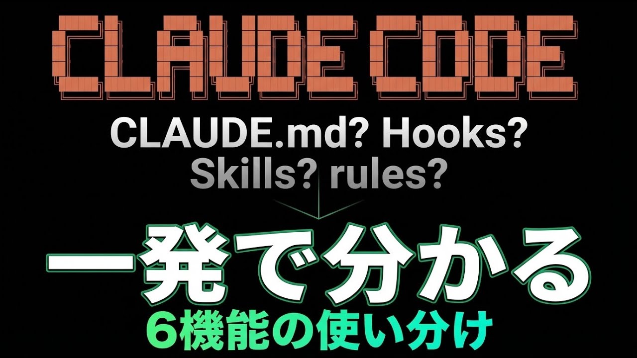 【迷わない】Claude Code拡張機能ガイド｜CLAUDE.md・カスタムコマンド・Hooksの正しい選び方