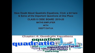 Quadratic Equations: Most Important Questions|Exam Oriented|Last Year Question Papers|Class 10|CBSE