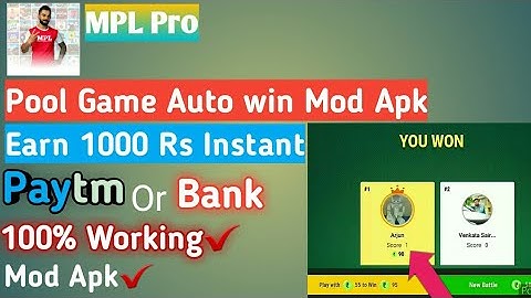 MPL Pro Pool game Auto Win Mod Apk ! Earn 1000 Rs Instant 🔴Live Proof