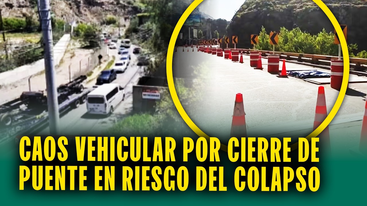 Puente a punto de colapsar genera tráfico en Arequipa: 