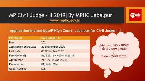 Madhya Pradesh Civil Judge Notification 2020 | How to apply online ? | Civil Judge Phase - II