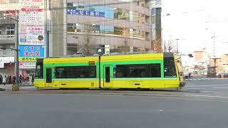 鹿児島市電7500形 高見馬場停留場発車 Kagoshima City Tram type 7500 tramcar