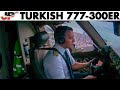 Turkish Airlines Boeing 777-300ER Cockpit takeoff from Istanbul Ataturk Airport