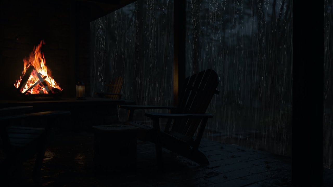 Rain Sounds for Sleeping | Rainy Night with Cozy Campfire and Dark ...
