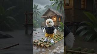 Tiny Brave Chick Rescues Monkey from Flood | Heart Touching Moral Story #shorts