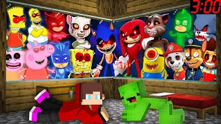 JJ and Mikey HIDE from Scary MONSTERS PEPPA PIG PAW PATROL EXE SONIC in Minecraft Challenge Maizen