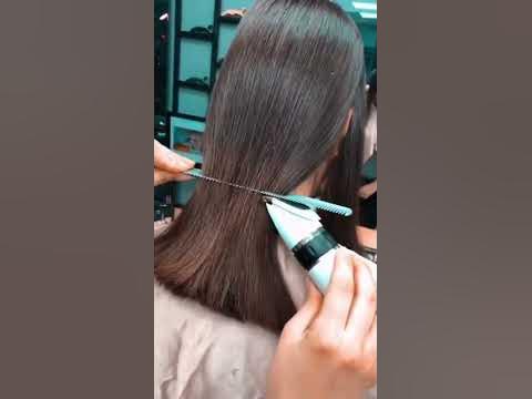 The clippers easily slide through her mass of hair #haircut # ...