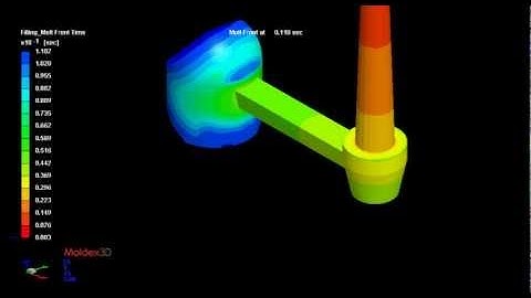 Moldex3D Filling - Melt Front Time - Gear with 3 Gates Runner Design
