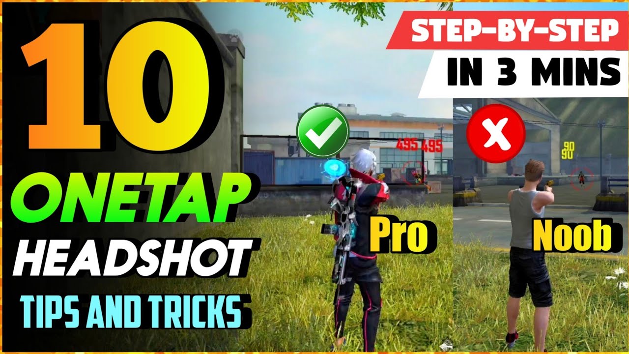 TOP 10 ONE TAP HEADSHOT TIPS AND TRICKS IN FREE FIRE  STEP BY STEP ONE TAP TUTORIAL IN 3 MINS