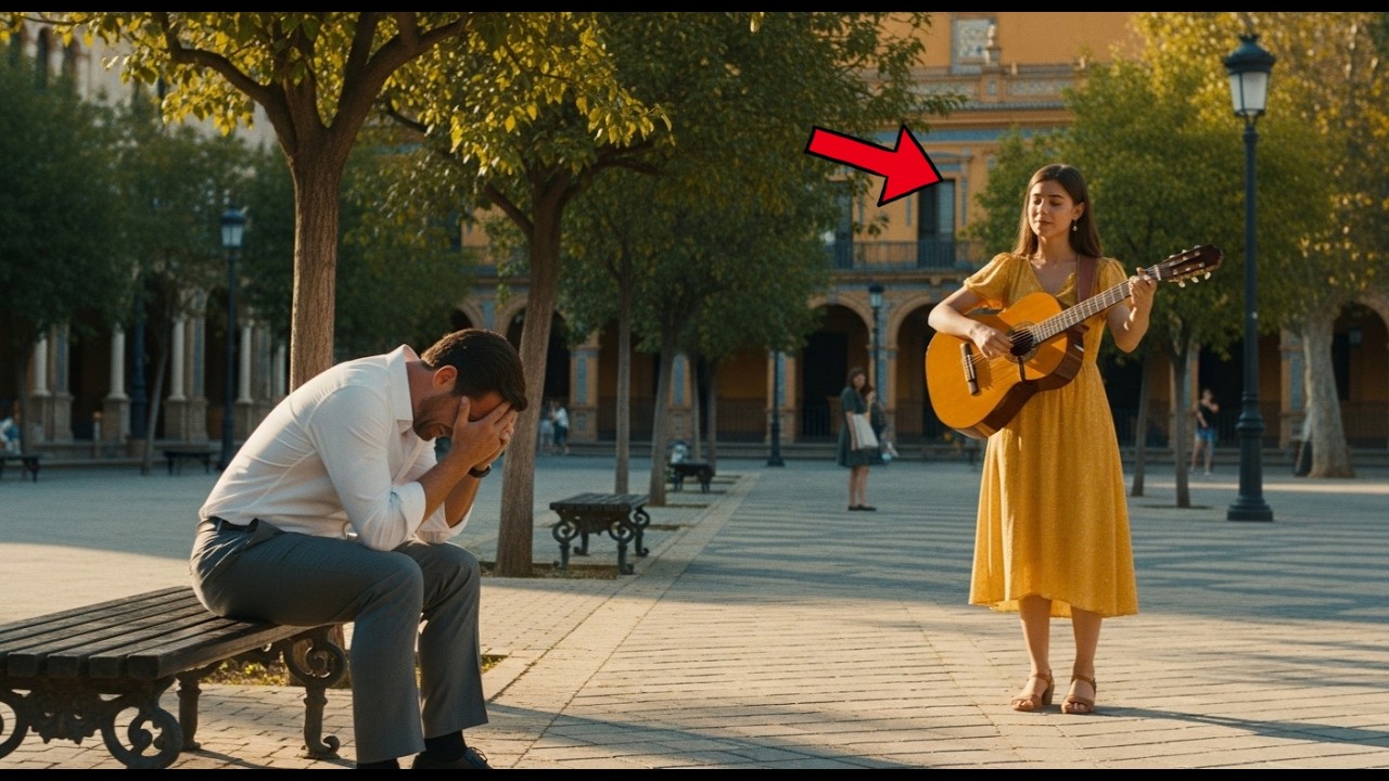 Cantaba sola en la plaza — hasta que un millonario triste la escuchó y todo cambió entre ellos
