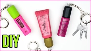 DIY Crafts: Mini Makeup Keychains! 3 DIY Makeup Projects NYX Lip Gloss, Mascara - Makeup Craft DIYs!