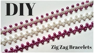 Beaded bracelets. Zig zag pattern - Beading tutorial.