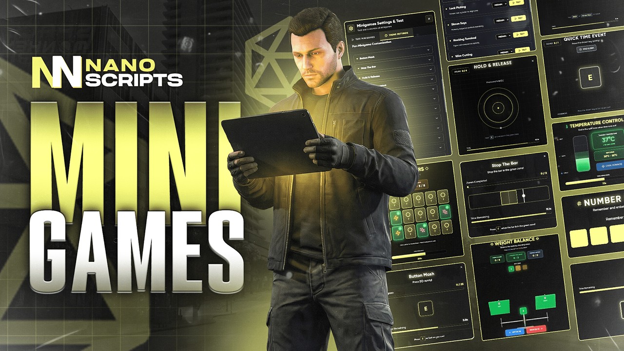 +20 Minigames Pack in One Script - Nano Scripts Fivem - YouTube